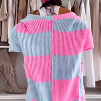 Merasol | Bunte karierte Strickjacke für Herbst und Winter