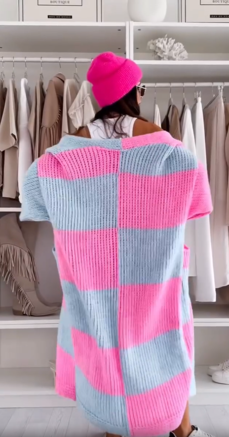 Merasol | Bunte karierte Strickjacke für Herbst und Winter