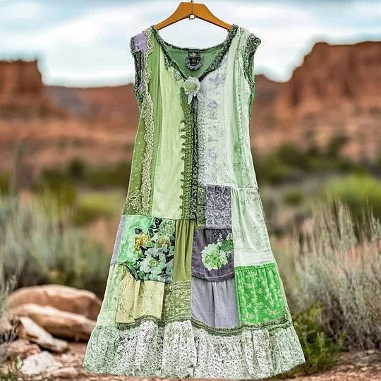 Letecia | Vintage Kleid mit Spitze und floralem Muster