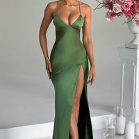 Jocelyn | Elegantes seidiges Satin Maxikleid