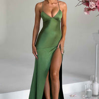 Jocelyn | Elegantes seidiges Satin Maxikleid