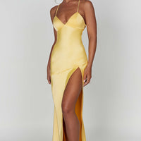 Jocelyn | Elegantes seidiges Satin Maxikleid