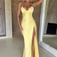 Jocelyn | Elegantes seidiges Satin Maxikleid