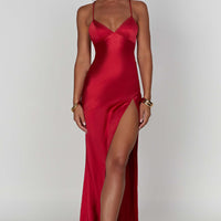 Jocelyn | Elegantes seidiges Satin Maxikleid