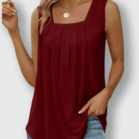 Ann | Plissiertes Top mit quadratischem Ausschnitt