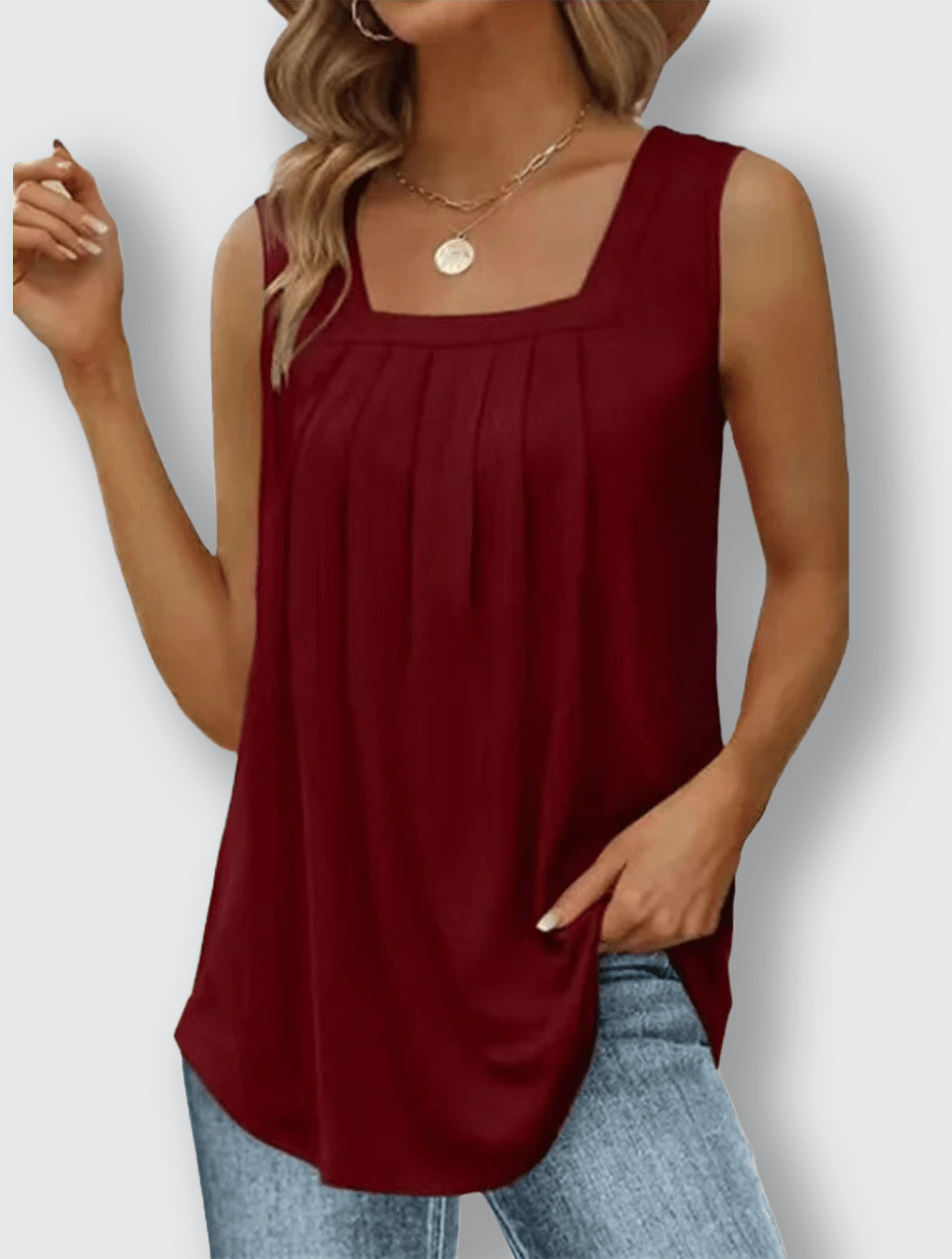 Ann | Plissiertes Top mit quadratischem Ausschnitt