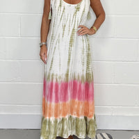 Ariela | Handgefertigtes Maxikleid mit Batikmuster