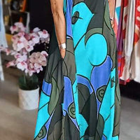 Loise | Buntes Maxikleid mit breitem Träger und abstraktem Druck