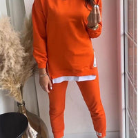 Adriana | Damen Patchwork Zweiteiliges Top und Hose Sweatshirt