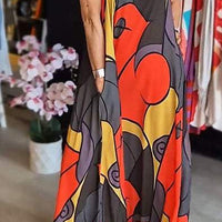 Loise | Buntes Maxikleid mit breitem Träger und abstraktem Druck