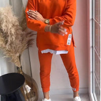 Adriana | Damen Patchwork Zweiteiliges Top und Hose Sweatshirt