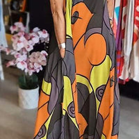 Loise | Buntes Maxikleid mit breitem Träger und abstraktem Druck