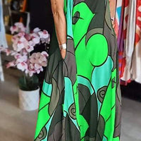 Loise | Buntes Maxikleid mit breitem Träger und abstraktem Druck