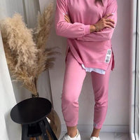 Adriana | Damen Patchwork Zweiteiliges Top und Hose Sweatshirt