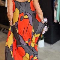 Loise | Buntes Maxikleid mit breitem Träger und abstraktem Druck