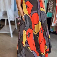 Loise | Buntes Maxikleid mit breitem Träger und abstraktem Druck