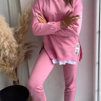 Adriana | Damen Patchwork Zweiteiliges Top und Hose Sweatshirt