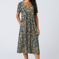 Liona | Geblümtes A-Linien-Kleid mit 3/4-Ärmeln