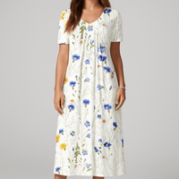 Liona | Geblümtes A-Linien-Kleid mit 3/4-Ärmeln