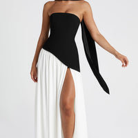 Laura | Elegantes trägerloses Maxikleid für Damen