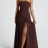 Amaris | stilvolles Maxikleid mit Schlitz und Schleifendetail