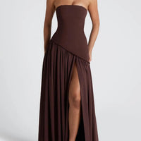 Amaris | stilvolles Maxikleid mit Schlitz und Schleifendetail