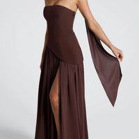 Amaris | stilvolles Maxikleid mit Schlitz und Schleifendetail