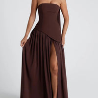 Amaris | stilvolles Maxikleid mit Schlitz und Schleifendetail