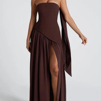 Amaris | stilvolles Maxikleid mit Schlitz und Schleifendetail