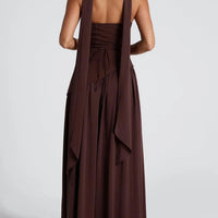 Amaris | stilvolles Maxikleid mit Schlitz und Schleifendetail