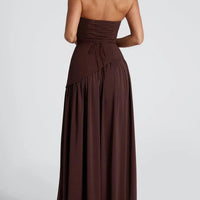 Amaris | stilvolles Maxikleid mit Schlitz und Schleifendetail