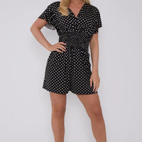 Hettie | Schicker gepunkteter Mini-Overall mit fließenden Ärmeln