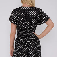 Hettie | Schicker gepunkteter Mini-Overall mit fließenden Ärmeln