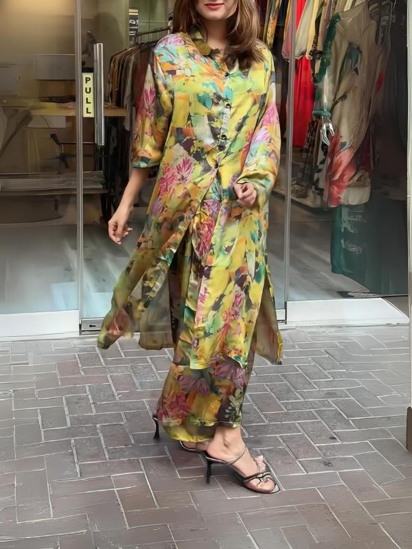 Avie | Mantel und Hose mit Revers und Knopfleiste für Damen