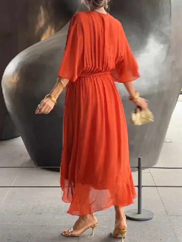 Monica | Zartes Kleid aus Chiffon mit V-Ausschnitt