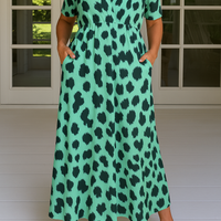 Mabel | Elegantes Maxikleid mit Leopardenmuster