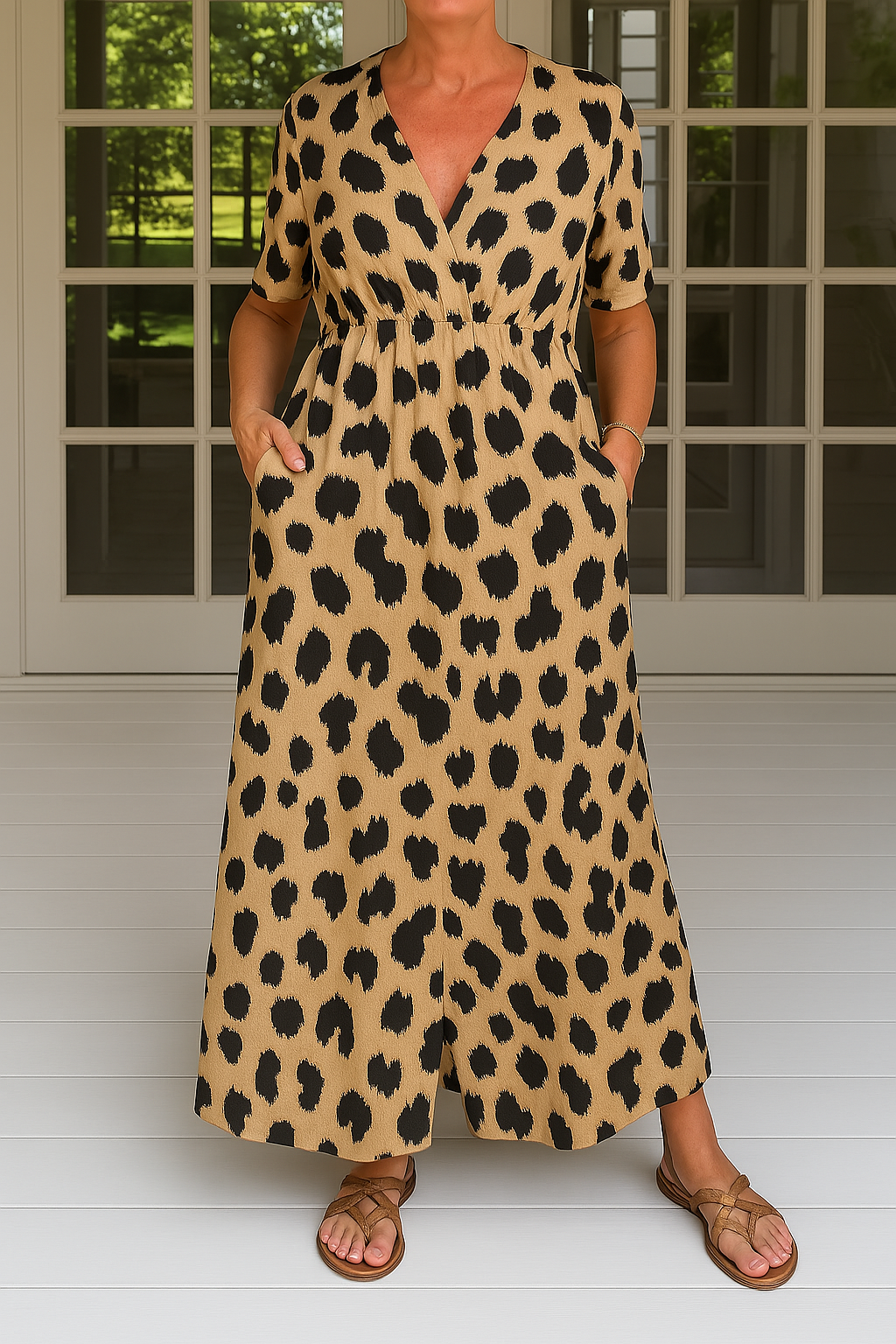 Mabel | Elegantes Maxikleid mit Leopardenmuster