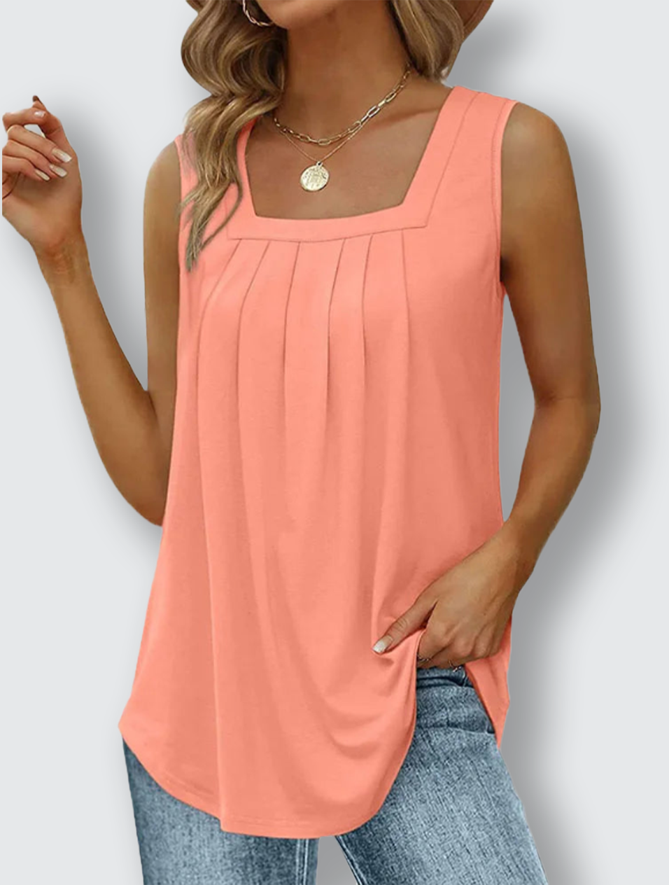 Ann | Plissiertes Top mit quadratischem Ausschnitt