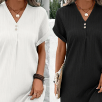 Gracelyn | Monochromes Kleid mit V-Ausschnitt