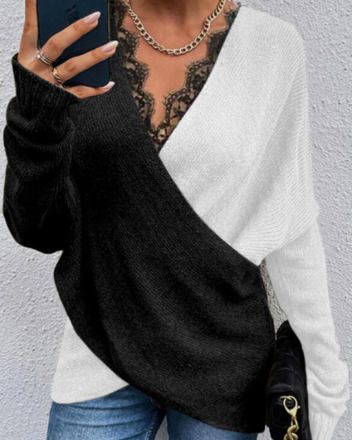 Korne | Pullover mit V-Ausschnitt und Wickeloptik