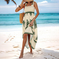 Felia | Gesmoktes hochgeschlossenes Maxikleid