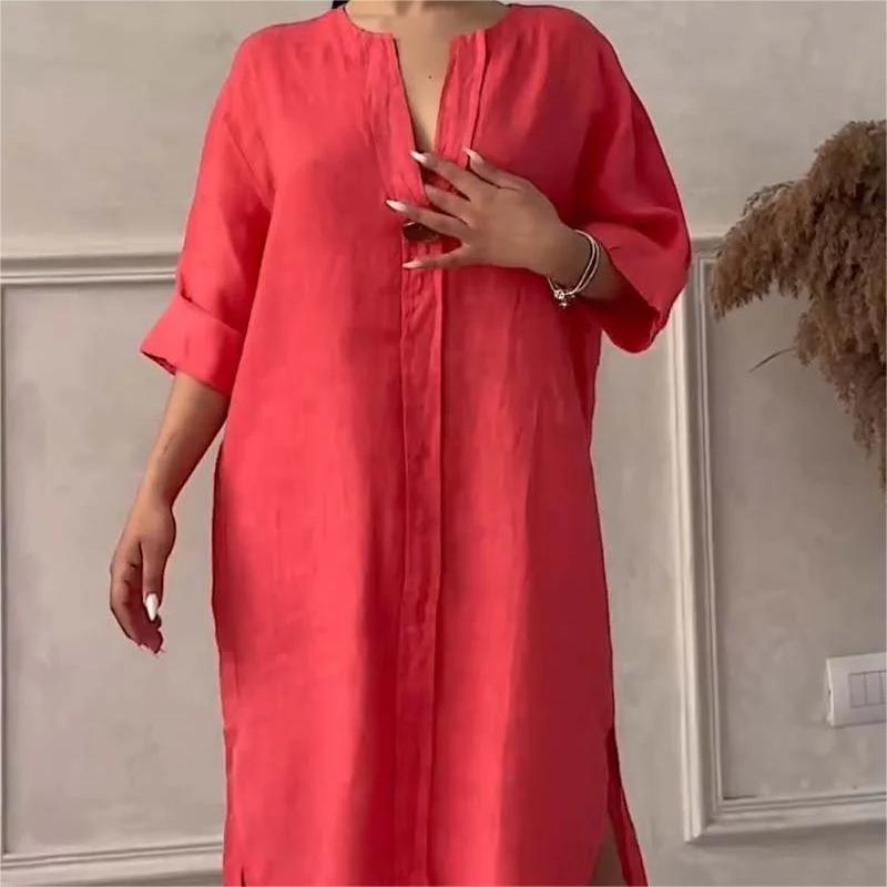 Emielle | Atmungsaktives Kleid mit V-Ausschnitt und 3/4-Ärmeln