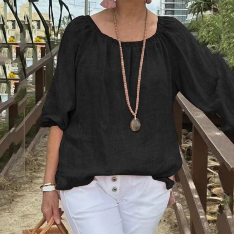 Gretta | Zeitloses Baumwoll-Leinen-Top mit bequemem Schnitt