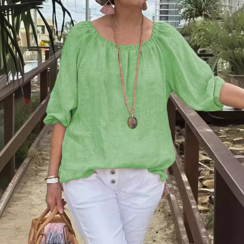 Gretta | Zeitloses Baumwoll-Leinen-Top mit bequemem Schnitt