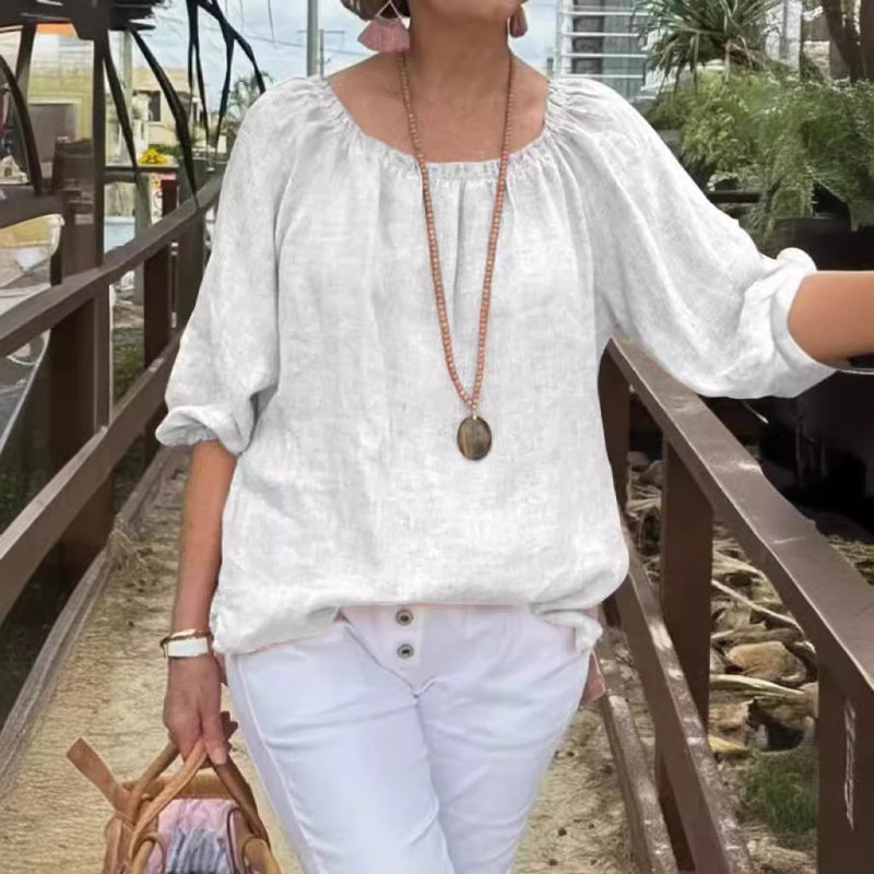 Gretta | Zeitloses Baumwoll-Leinen-Top mit bequemem Schnitt