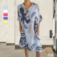 Cassey | Schickes bedrucktes Kleid aus Baumwolle und Leinen für Damen