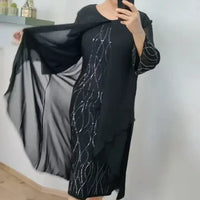 Mirah | Elegantes Midikleid mit durchsichtigem Overlay