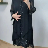 Mirah | Elegantes Midikleid mit durchsichtigem Overlay