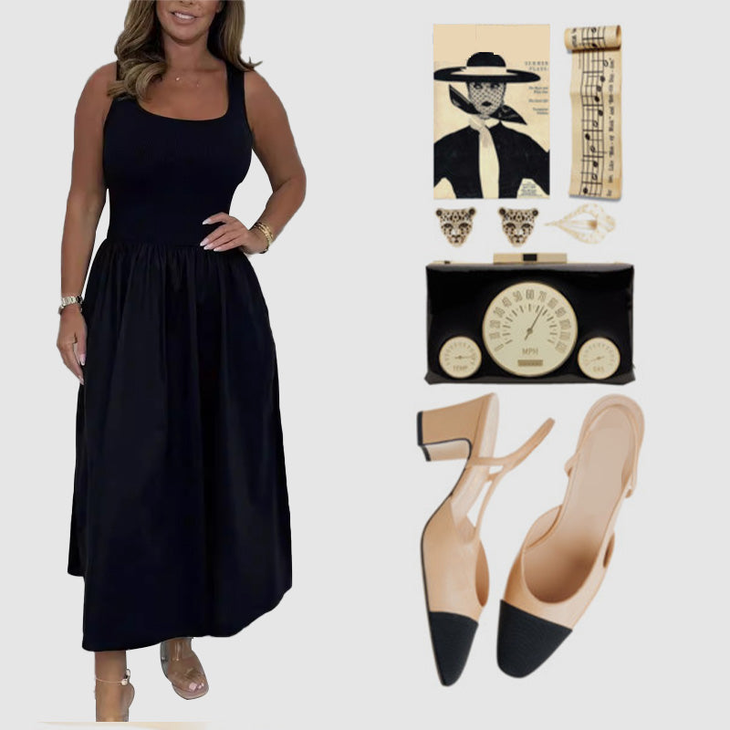 Emilia | Zeitloses ärmelloses Kleid in einfarbigem Look für Damen