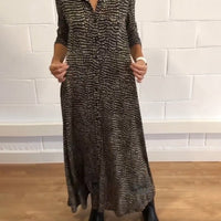 Ylora | Einzigartiges Druck Maxi Shirt Kleid